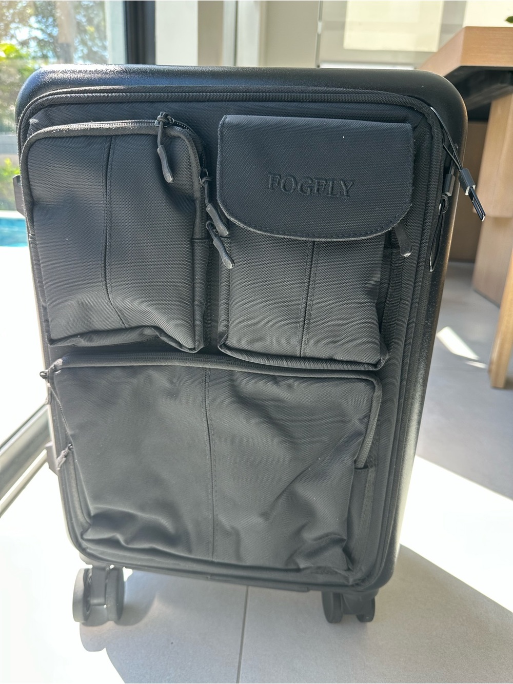 Black Men’s Travel Carry-On with Front Pocket Organizer